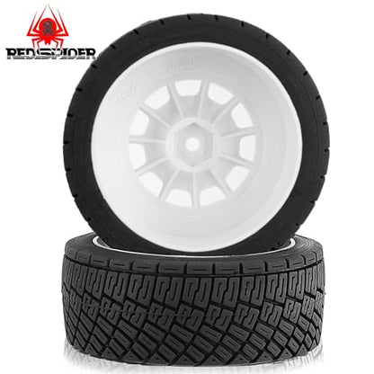 1/10 1/8 RC On-Road Tires 78mm OD RC Rally Racing Tyres 12mm Hex Plastics Wheel Tires Set Fit for 1/10 RC On-Road HPI CEN M-Sport WRC XTS-f10 ﻿ (White)