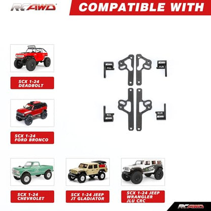 RCAWD SCX24 Shock Flex Blades Extended Travel Adjustable Shocks Mount Suspension Upgrade for AXIAL SCX24 Upgrades 1/24 RC Crawler Black - color: Black