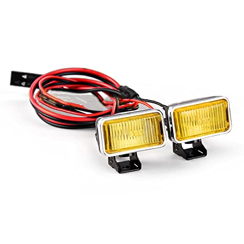 20MM Rectangular Spotlight Retro Simulation Electroplated Reflector Searchlight Headlight for 1:8 1:10 RC Car - color: Standard Yellow Lamp