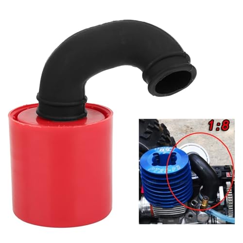 1/8 RC Car Plastic Air Filter Cleaner with Element Sponge Fit SH.28 Engine Upgrades Part For 1:8 RC Nitro Monster Trucks Off Road Buggy Cars Redcat Arrma HSP Himoto Losi 8IGHT HPI (Red) - color: Red