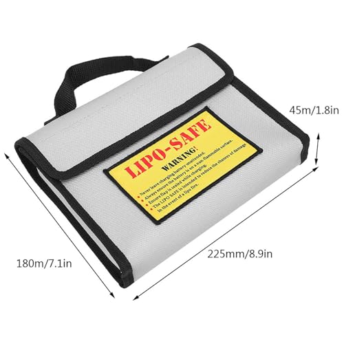 Sorandy Battery Fireproof Bag for Charging and St Orage | Double Layer Fireproof, Silicone Fiberglass, Flame Retard Bag for Drone Hobbyists, 8.9x7.1x1.8 Inches