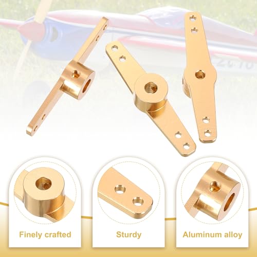 MECCANIXITY Steering Servo Arm, Double Aluminum Steering Arm Servo Horn 4.1mm for RC Model Car Robot Boat Airplane Pack of 2 (Gold)