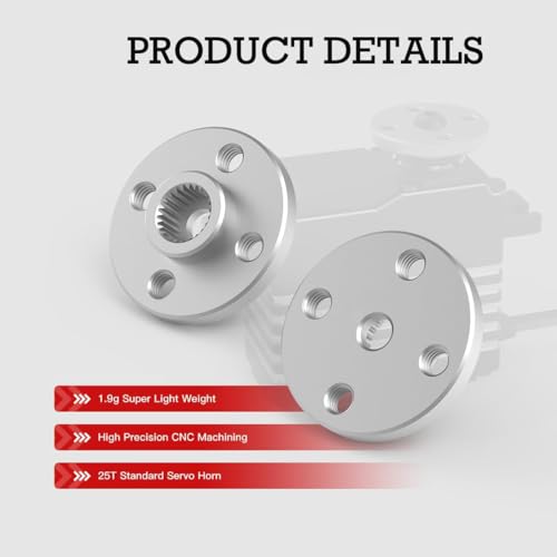 5 Pcs Universal Servo Horn Aluminum Alloy 25T Silvery Standard Servo Disc for Robot Mechanical Claw Rc Car Helicopter Mg945 Mg995 Mg996