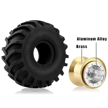 GLOBACT RC Monster Truck Wheel Tires 68 * 33mm for 1/24 SCX24 FCX24, Silver - color: Silver