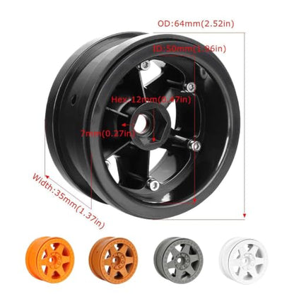 4PCS Plastic 2.2 Inch Beadlock Wheel Rim Wheel Hub 12mm Drive Hex Compatible with 1/10 RC Crawler Car for Axial SCX10 90046 TRX4 Wraith RR10 Capra(White) - color: White