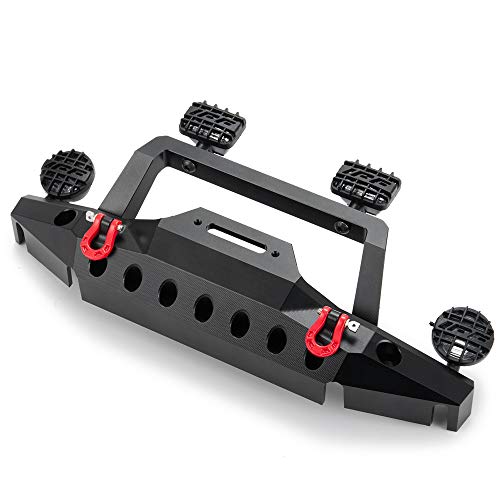 Metal Front Bumper with LED Lights/Lampshade/Shackles for TRX4/SCX10-ii 90046 1/10th RC Crawler Car