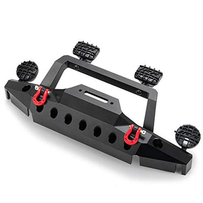 Metal Front Bumper with LED Lights/Lampshade/Shackles for TRX4/SCX10-ii 90046 1/10th RC Crawler Car