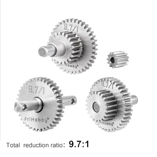 9.7:1 Stainless Steel Overdrive Transmission Gear for TRX4M Stock Speed Gears Pinion Set Replacement 1/18 RC Crawler Car - size: 9.7:1