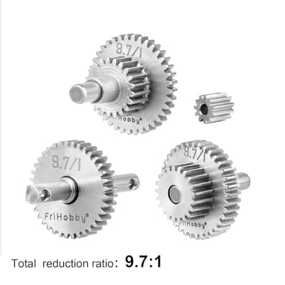 9.7:1 Stainless Steel Overdrive Transmission Gear for TRX4M Stock Speed Gears Pinion Set Replacement 1/18 RC Crawler Car - size: 9.7:1