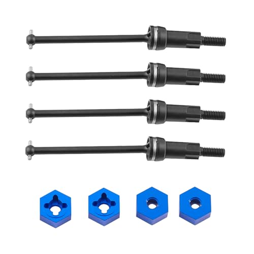 Steel Front Rear CVD Axles Drive Shafts Set with Aluminum 7075 Wheel Hex for Arrma 1/18 Granite Grom Mega 380 Brushed 4x4 Monster Truck RTR Upgrade Parts (Black) - color: Black