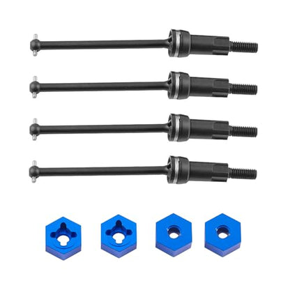 Steel Front Rear CVD Axles Drive Shafts Set with Aluminum 7075 Wheel Hex for Arrma 1/18 Granite Grom Mega 380 Brushed 4x4 Monster Truck RTR Upgrade Parts (Black) - color: Black
