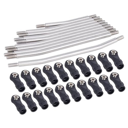 for Axial for SCX10 II 90046 1/10 RC Crawler Car Upgrade Parts 10Pcs Steel Links Rod Set with Ball End 313/324mm Wheelbase RC Links Linkage(313mm) - size: 313mm
