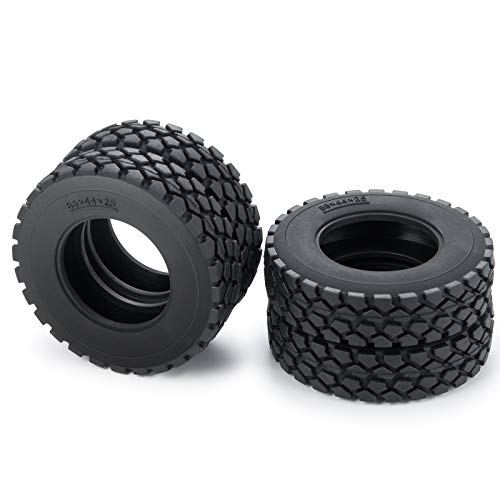 RC-Hub 4pcs RC Rubber Tires Wheels Tires for 1/14 Tamiya Tractor Trucks Trailer RC Car (25mm) - size: 25mm