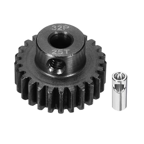 32P Steel Pinion Gear Set 25T for 5mm Shaft Hardened Steel Pinion Gear with Shaft Coupler Connector for RC Motor - style: 25T