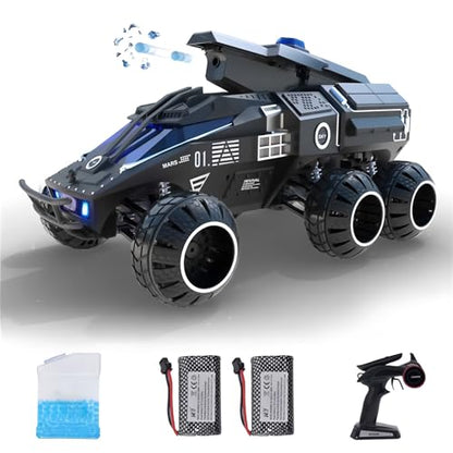 Remote Control Car, 6-Wheel Drive 2.4GHz 1:12 RC Truck Toy Off Road with Headlights, Turn Signal Lights and 2 Rechargeable Batteries Gifts for Kids Adults Age 8+ (Black) - color: Black