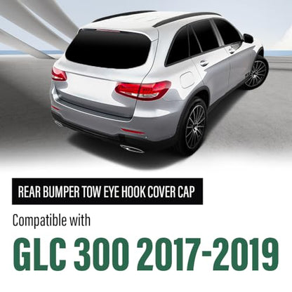 LQI Rear Bumper Tow Eye Hook Cover Cap Black A2538850700 | Compatible with Benz GLC 300 4Matic, Base 2016-2019,Compatible with Benz GLC 43 for AMG 4Matic 2017-2019 - size: Rear | Fit Benz X253 GLC300 GLC43 AMG 2016-2019