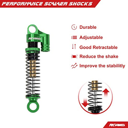 RCAWD for FMS EAZYRC ROC HOBBY FCX24 1/24 & 1/18 Crawlers Shock Absorber Damper Upgrades, Front Rear RC Shocks Parts Aluminum Adjustable # C3002 Green - color: Green