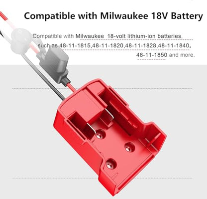 Azocek Power Wheel Adapter Compatible with Milwaukee 18V Battery 2 Packs | Power Wheel Battery Converter Kit, Fuse & Switch & Wire Terminals, 12 AWG Wire, Compatible for DIY RC Car Toys Robotics - color: 2-PACK
