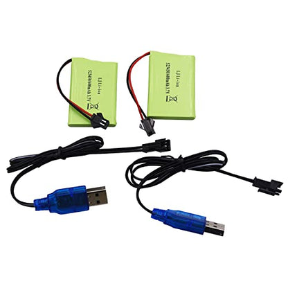 Blomiky 2 Pack 3.7V 600mAh Lithium Rechargeable Battery and 2 USB Charger Cable Compatible with Some Remote Control Robot Dog K9 Battery 2