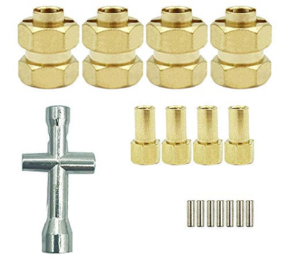 Brass 7mm Extended Hex Wheel Hubs for 1/24 SCX24 RC Crawler | 9.5mm Offset Extension 4Pcs Hex Drive Adapter CNC Machined High Strength Easy To Install Wear Resistant - size: Brass
