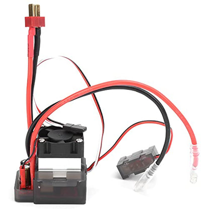 Dioche [320A TwoWay Brushed ESC with Brake and Cooling Fan - High Voltage Version for RC Cars and Boats - Durable Plastic & Aluminum Components Automatic Centering Control