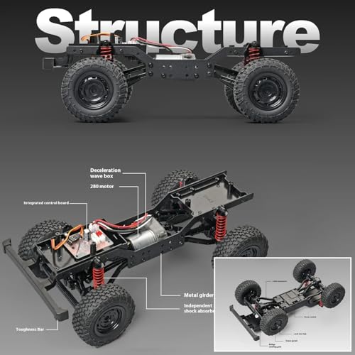 MN99S RC Rock Crawler, 1:12 Scale D90 Land Rover Defender 4WD Off-Road RC Truck with 3PCS 1200Mah Batteries, Upgraded 280 Motor 4-Link Suspension