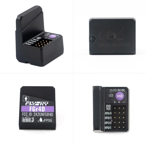 Goolsky Flysky FGr4D Receiver, 2.4GHz 4CH Waterproof Receiver Built-in Dual Antenna Compatible with Flysky All AFHDS 3 RC Transmitter Noble NB4 PL18 EL18 for RC Car Boat
