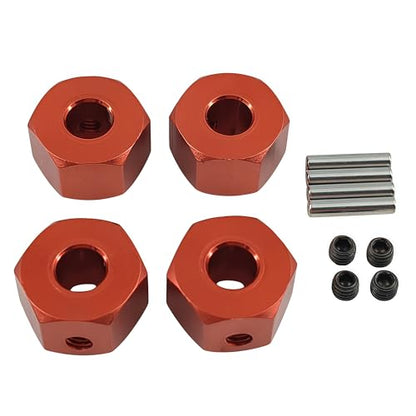 12mm Aluminum Wheel Hex Hub Adapter for 1/10 Mini Maxx RC Car (Red) | Alloy,3654,Upgrade Parts,CNC Machined,High Strength,Precision Fit,Wear Resistant,Easy Installation - color: Red