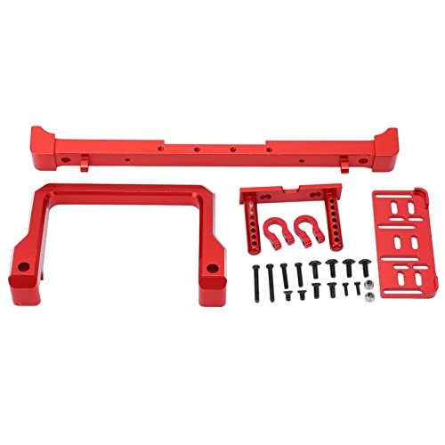 1/10 Scale RC Car Front Bumper Aluminum Alloy Anti Collision Bar with Winch Mount for SCX10 90046 90047 103007 RC Crawler Accessories (Red)