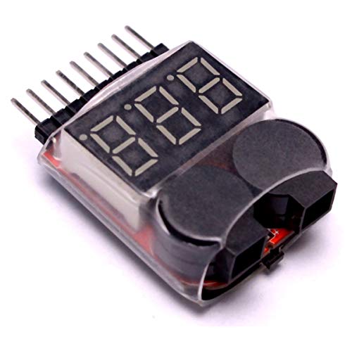 Readytosky Lipo Battery Checker RC Battery Low Voltage Buzzer Alarm | Voltage Tester Monitor for 1-8S Lipo Life LiMn Li-ion Battery (4PCS)