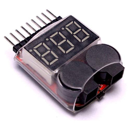 Readytosky Lipo Battery Checker RC Battery Low Voltage Buzzer Alarm | Voltage Tester Monitor for 1-8S Lipo Life LiMn Li-ion Battery (4PCS)