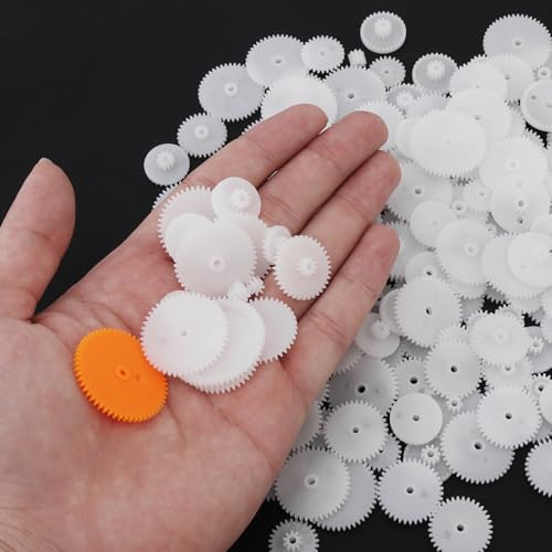 200 Pcs White Plastic Gears Module 0.5 Gears for DC Motor DIY Model Toys RC Car Robot Gear Replacement Electric Motor Gears (200, 0.5 Gears)