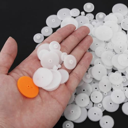 200 Pcs White Plastic Gears Module 0.5 Gears for DC Motor DIY Model Toys RC Car Robot Gear Replacement Electric Motor Gears (200, 0.5 Gears)