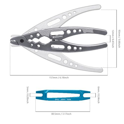 GOUPRC Aluminum Alloy Multi-Function Ball Head Pliers Shock Absorber Screw Pliers With Shock Absorber Wrench for 1/8 1/10 1/12 1/14 1/16 RC Car Truck(Titanium) - color: Titanium