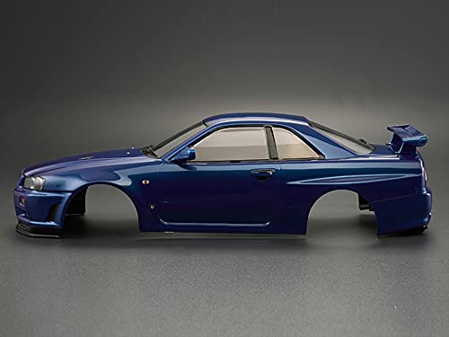 Killerbody 1/10 RC Painted Skyline GTR BNR34 195mm Touring Drift Car Body (Metallic-Blue) - color: Metallic-blue