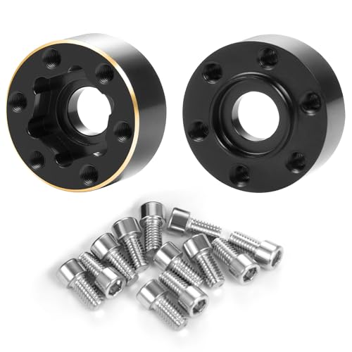 4Pcs RC Brass Weights 12mm Hex Hub Extended Adapters Widen 9mm Counterweights for 1.9inch Beadlock Wheel Rim Compatible with Axial SCX10 90046 Redcat TRX4 Gen7 D90 CC01 1/10 RC Crawler (9mm) - color: 9mm