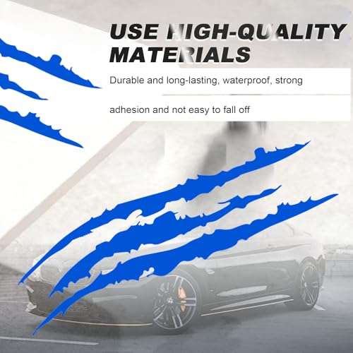 3-Pack Vinyl Claw Mark Decals | Hood, Headlight & Body Scratch Stripe Stickers for Car, Truck, SUV, Motorcycle (Blue) - color: Blue