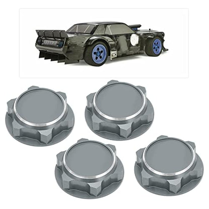 17mm Hex Wheel Nuts, 4pcs Aluminum Alloy 17mm Self Lock Hex Wheel Nuts Adapter Dustproof Caps for 1/8 RC Car Track Wheel Rims (Grey) - color: Grey