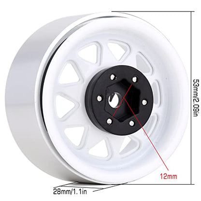 INJORA 1.9 Beadlock Wheel Rim Hub 4pcs Metal Rims for 1/10 RC Crawler Car TRX4 Axial SCX10 90046 (White) - color: White
