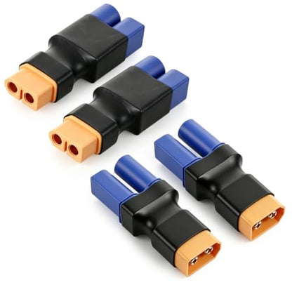4 PCS Rc Battery Adapter Xt60 to Ec5 Adapter Xt60 Male Female Connector Kit for Rc Lipo Battery Connectors