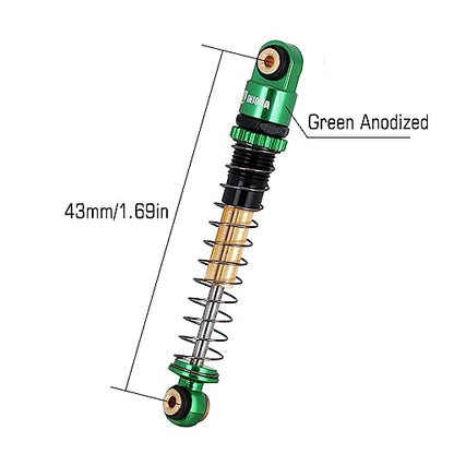 INJORA 43mm Aluminum Threaded Shocks Absorber Damper for 1/24 SCX24 (Green) - color: Green