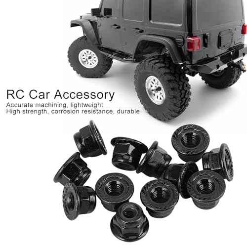 12 PCS RC Wheel Nuts, 4mm Nonslip Wheel Lock Nut, Compatible with SCX10 1/10 RC Model Car