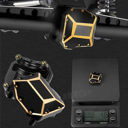 RC Upgrades Part for SCX10 III,Aluminum Front Rear Portal Axles/Brass Axle Diff Cover/Front Inner Portal Covers Steering Knuckles/Portal Covers Weights,Black