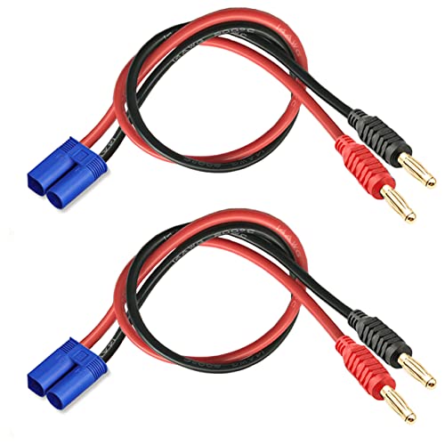 EC3 Connector Plug EC3 Male to 4mm Banana Connector | Battery Charger Adapter 12AWG 30cm Cable 2 Pack for RC Helicopter Quadcopter RC Car Airplane( 2Pack EC3 Banana) - style: EC3 plug connector