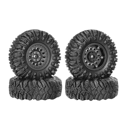 4PCS 1.3" Aluminum Alloy Beadlock Wheel Rims All-Terrain Tyre 70mm Rubber Tires Set with 5mm & 7mm Hex for 1/12 1/14 1/18 1/24 RC Rock Crawler Car Upgrade Parts (B-Black) - color: B-black