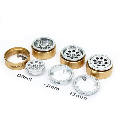 1.3" Beadlock Wheels Brass Weight 4-Pack Fits TRX4M SCX24 | 43g/rim adjustable offset silver wheel with 7mm hex hub, For 1/18 TRX4M High Trail & 1/24 micro RC crawlers Upgrades - color: Silver