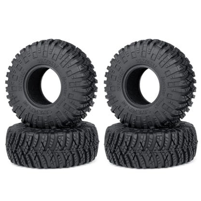 RCHUBAM 4Pcs 1.3" Rubber Wheel Tires for 1/18 TRX4M 1/24 SCX24 | H & W 70 * 27mm,1.3" Large RC Mud Tires,RC Upgrade Parts - color: Black a