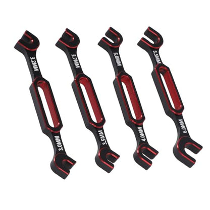Keenso 4 Pcs RC Wrench Set, Aluminum Alloy Turnbuckle Nut Ball Joint Remover for RC Car and Boat Repair, 3.0 to 6.0mm for Fast and Reliable Maintenance (Red) - color: Red