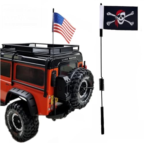 1/8-1/10 RC Antenna with Pirate Flag RC Car Parts RC Decoration for 1:8-1:10 RC Crawler Axial SCX10 90046 TRX-4 TRX4 D90 D110 Tamiya CC01 (2pcs 330mm/13 Inch)