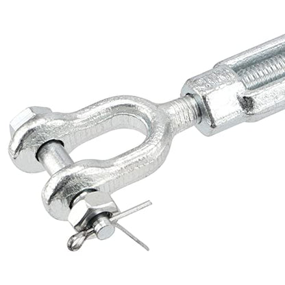 4 Pack M12 Galvanized Steel Turnbuckle, 1/2 Inch Heavy Duty Jaw and Jaw Turnbuckle, Weather Resistant Forged Turnbuckle for Tension Cable, Rope, Chain, 2200 lbs Working Load